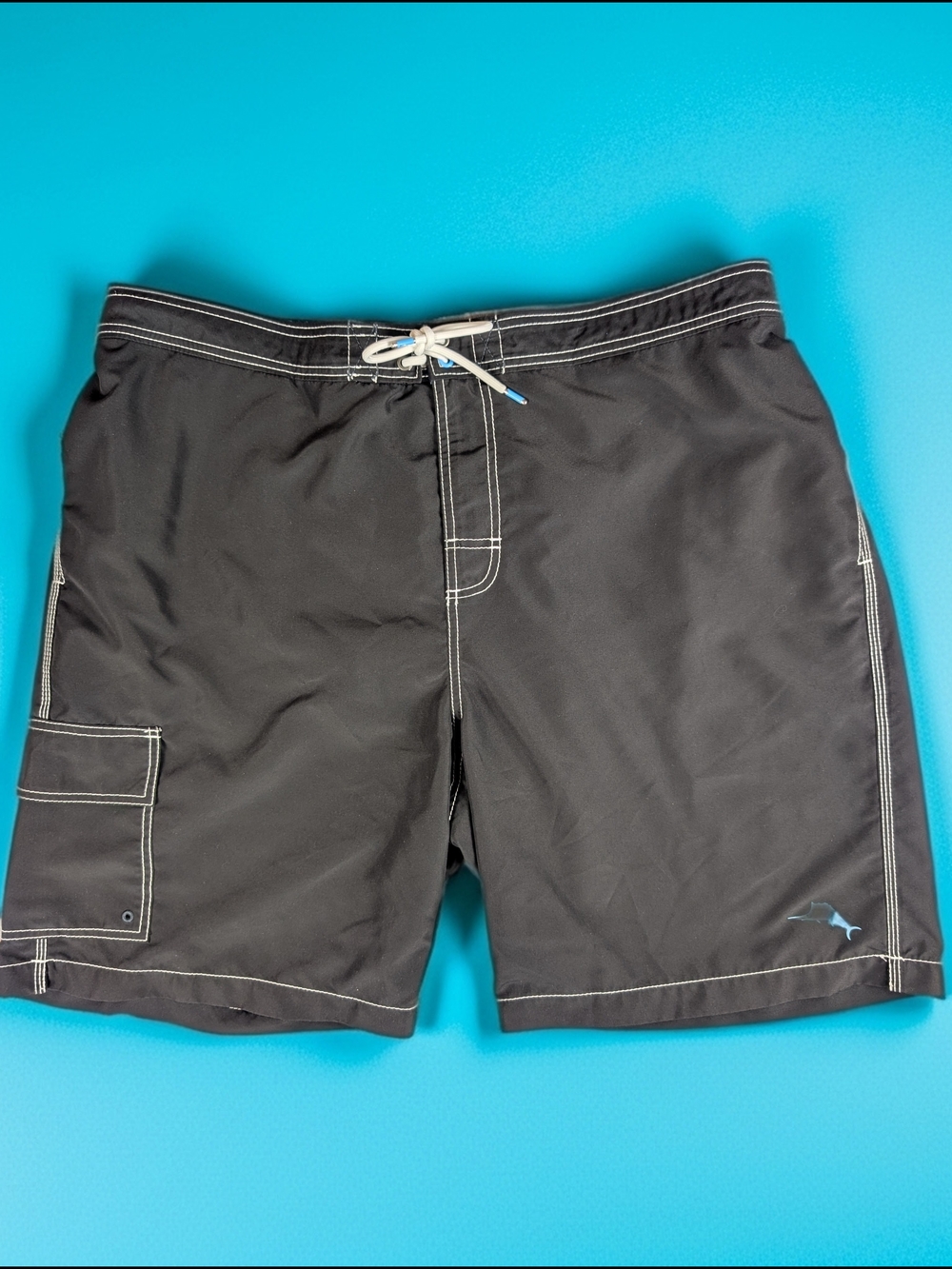 Tommy Bahama Hybrid Swim Trunks Men's XL Black Liner Pockets Marlin 9"